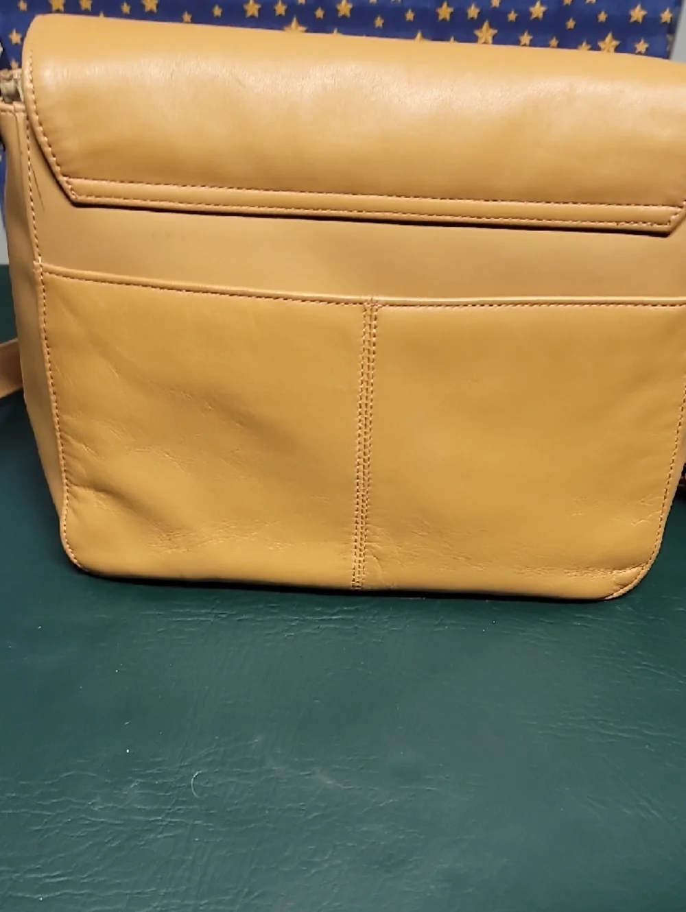 Yellow Leather Crossbody Bag - Classic Everyday Style - Picture 3 of 4